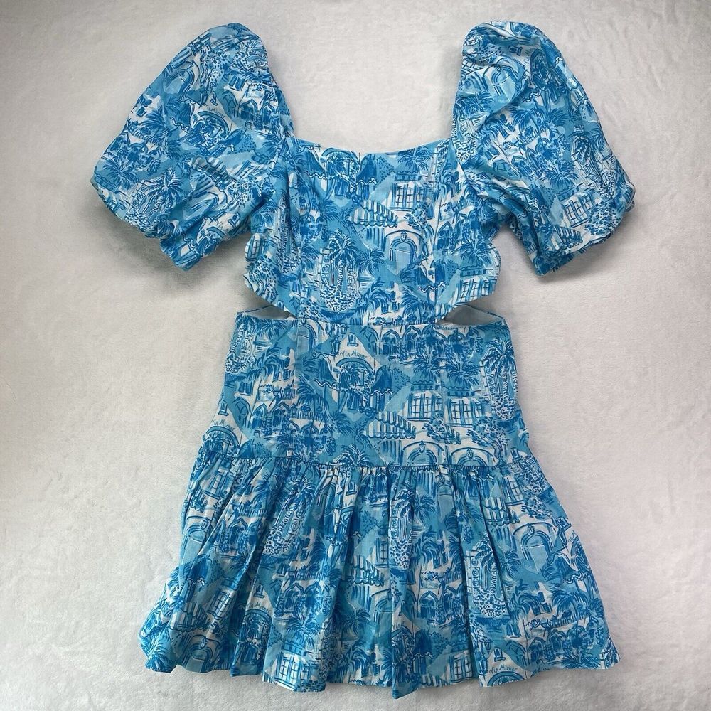 NWT Lilly Pulitzer Kylanne Amalfi Blue Sunny State Of Mind Mini Dress Sz 8